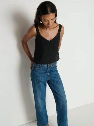 Nation Ltd Annie V Neck Top In Jet Black