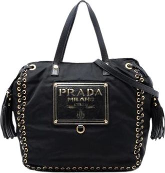 Prada Pre-owned Tote Bags, female, Black, Size: ONE SIZE Pre-owned Vintage Nylon Satchel