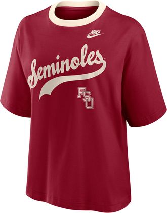 Nike Florida State Legacy Fight Song Boxy Nike Womens College T-Shirt in Red | 01CM0E8IFSH-U0X