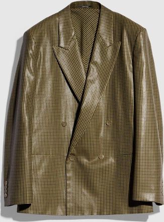 Gucci Gingham Wool Double-breasted Jacket, Beige, Ready-to-wear