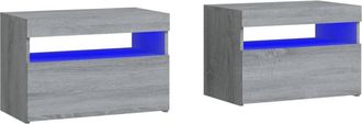 vidaXL Vidaxl - Mesitas De Noche Con Luces Led 2 Uds Gris Sonoma 60x35x40 Cm