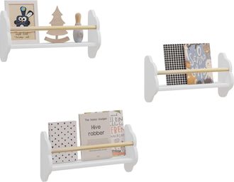 Woltu Librer&iacute;a Montada En La Pared Para Ni&ntilde;os. Con Estantes Para Ni&ntilde;os 45x12.7x23 Cm De Blanco - Woltu