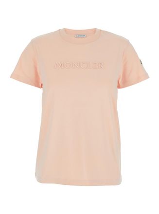 Moncler Pink Logo Crew Neck T-Shirt