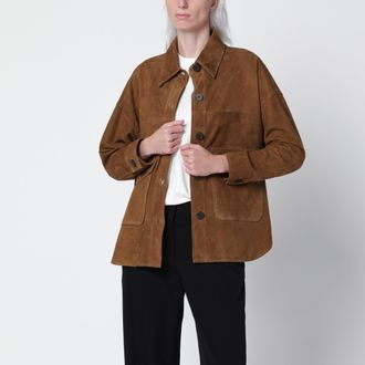 Arma Kaylee olive green suede shirt jacket