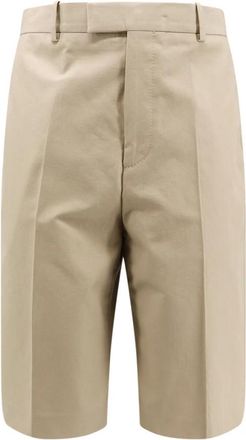 Ferragamo Beige Shorts met Ritssluiting - Heren - Korte Broeken - Beige - M - Katoen - Korte Broeken