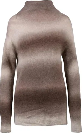 Alysi Long Gradient Knit Sweater with High Neckline and Horizontal Stripes
