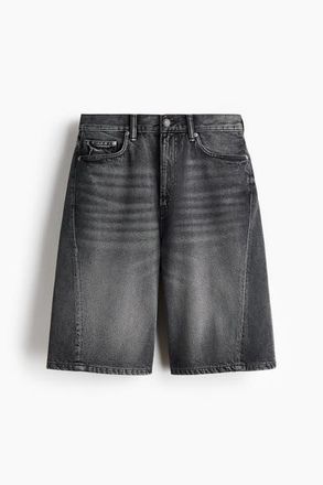 H&M Baggy Twist-detail Denim Shorts in Dark Denim Gray at Nordstrom, Size 31
