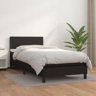 vidaXL Cama Box Spring Con Colch&oacute;n Cuero Sint&eacute;tico Negro 90x190 Cm Vidaxl