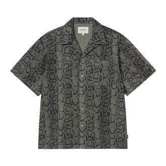 Carhartt Work in Progress S/S Snake Camo Shirt - Heren - Korte mouwen Overhemden - Groen - M - Katoen - Overhemden
