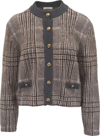 Brunello Cucinelli Cardigan con effetto jacquard - Grigio