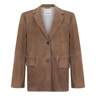 Max Mara Blazers, female, Brown, Size: S Suede Jacket