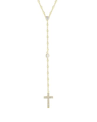 Glaze Jewelry 14K Over Silver CZ Cross Lariat Necklace