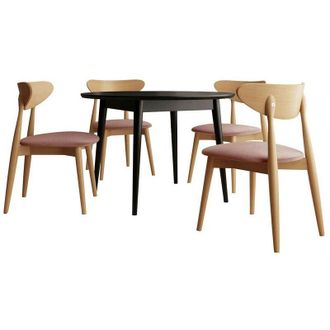 Mirjan24 Conjunto De Mesas Y Sillas Para Comedor Racine 134, Negro, 76x0x0cm, Di&aacute;metro: 120, N&uacute;mero De Asientos: 4, Estilo: Contemporary