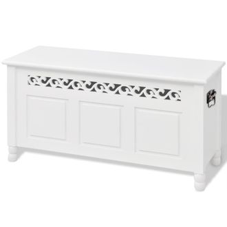 vidaXL Banco De Almacenamiento Estilo Barroco Mdf Blanco Vidaxl
