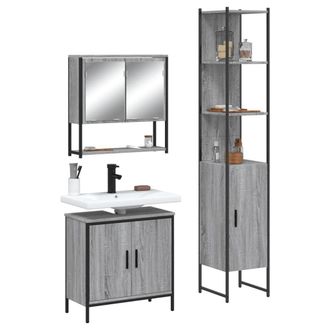 Berkfield Home 3 Piece Bathroom Furniture Set Grey Sonoma Engineered Wood