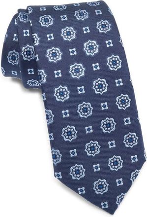 BOSS Medallion Silk Blend Tie in Dark Blue at Nordstrom