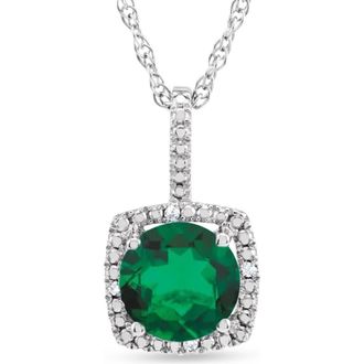 Allurez Lab Grown & Natural Diamond Pendant Necklace in Sterling Silver in Emerald at Nordstrom, Size 18