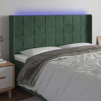 vidaXL Cabecero Con Led De Terciopelo Verde Oscuro 163x16x118/128 Cm Vidaxl