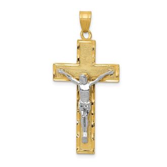 Diamond2Deal 10K Two-tone Diamond-cut Crucifix Pendant