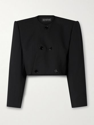 Balenciaga Giacca Cropped Doppiopetto Asimmetrica In Lana Spencer - Nero