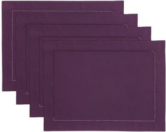Solino Home Cotton Linen Hemstitch Placemats Set of 6, 14 x 19 in Purple at Nordstrom