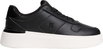 Tommy Hilfiger Womens Patent Platform Sneakers, Black, 23.0 cm