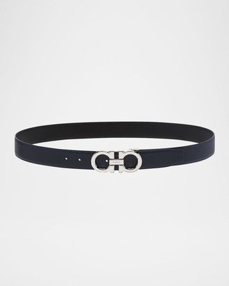 Ferragamo Men & apos;s Reversible Leather Gancini-Buckle Belt