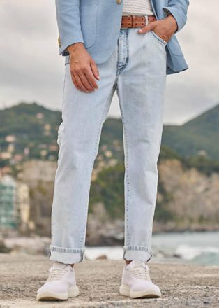 Ballin Mens Vintage Irregular Denim 5-Pocket Jeans In Light Wash