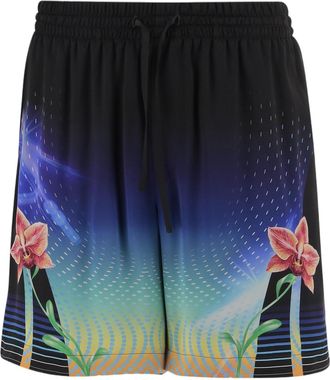 Casablanca Multicolor Graphic Print Silk Shorts