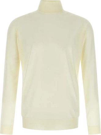 John Smedley Richards Dunne Wollen Trui - Heren - Coltruien - Beige - XL - Wol - Truien & Vesten
