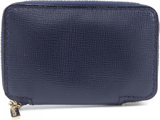 Valextra Navy Leather Coin Purse/Coin Case (Pre-Owned)