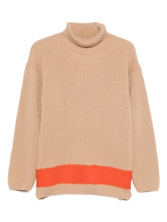 Msgm ribbed high-neck jumper - women - Wool/Polycarbonite - S - Neutrals