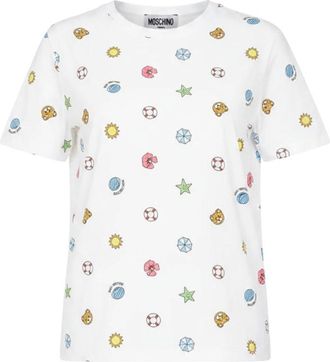 Moschino Tops, Dames, Wit, L, Katoen, T-shirt A1918