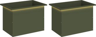 vidaXL Jardinera Para Jard&iacute;n Con Luces Led 2 Uds. Verde Oliva Vidaxl