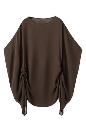 Mango Ruched Caftan in Brown at Nordstrom, Size Small