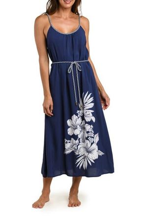La Blanca Mariner Tie Waist Sleeveless Cover-Up Midi Dress in Indigo at Nordstrom, Size X-Small