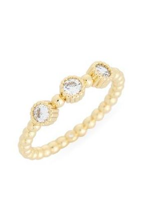 Covet Cubic Zirconia Ball Textured Band Ring in Clear /Gold at Nordstrom Rack, Size 8