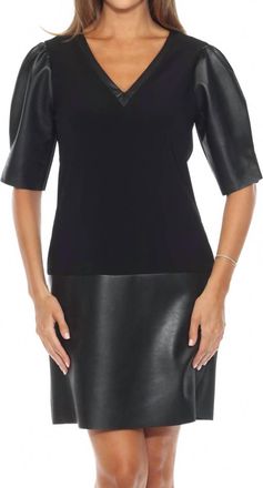 Joseph Ribkoff Womens Faux Leather Puff Sleeve Dress In Black