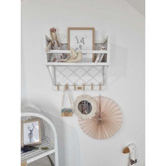 OEM Armario De Pared De Mimbre Con Perchas, Blanco