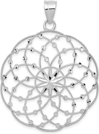 Diamond2Deal 14k White Gold Diamond Cut Sphere Pendant