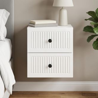 vidaXL Vidaxl Mobiletto Da Notte A Muro Bianco Lucido 33 X 34,5 X 40 Cm