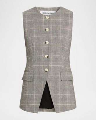 Veronica Beard Lois Tailored Plaid Vest