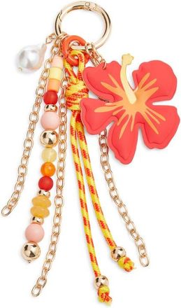 Chelsea28 Hibiscus Beaded Bag Charm in Pink Multi- Gold at Nordstrom