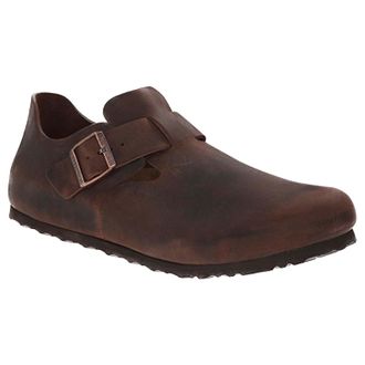 Birkenstock London Leather Unisex Slip On Shoes - Habana - Size:UK 5.5