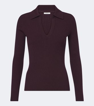 Joseph Ribbed-knit wool-blend polo sweater