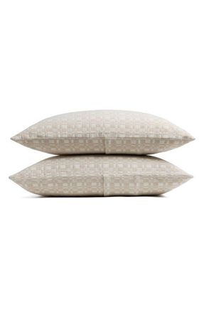 Parachute Modern Check Set of 2 Organic Cotton Jacquard Pillow Shams in Cream And Bone at Nordstrom, Size King
