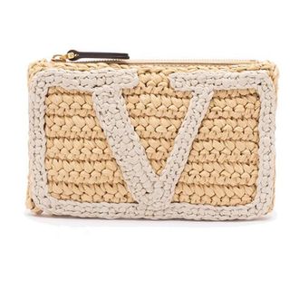 Valentino Garavani Clutches, female, Beige, Size: ONE SIZE Viva Superstar Crochet Small Flat Pouch