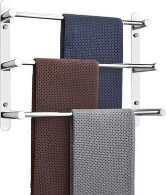 OEM Toallero Mural Multicapa De Acero Inoxidable 304 - 50 Cm - Montaje En Pared - 3 Barras - Para Ba&ntilde;o Y Cocina