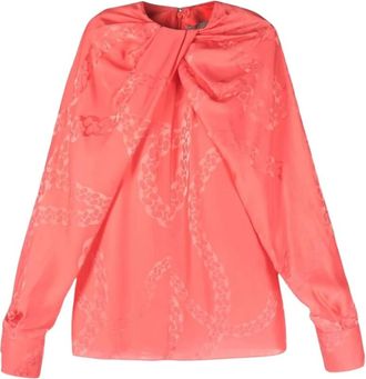 Stella McCartney Kettingprint Twist Kraag Blouse - Dames - Blouses - Roze - 2XS - Overhemden
