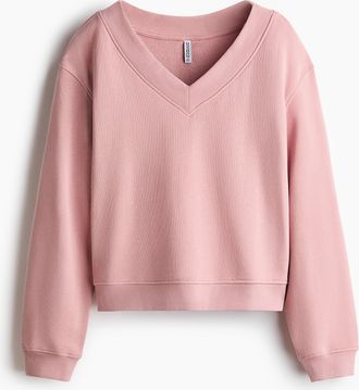 H&M Sweatshirt mit V-Ausschnitt - Pink